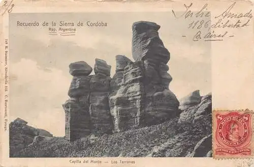 L354 Argentinien 1904 Recuerdo de la Sierra de Cordoba Felsen Vintage Postkarte