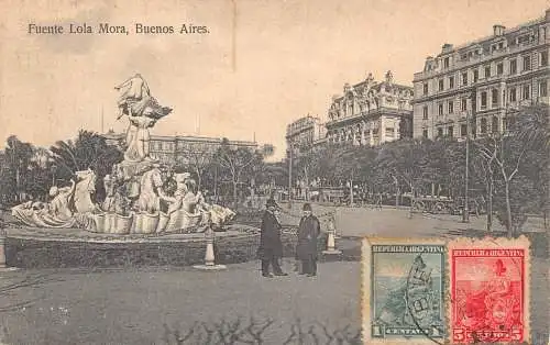 L355 Argentinien Buenos Aires Fuente Lola Mora Brunnen Vintage Postkarte