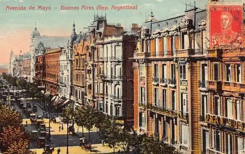 L355 Argentinien Buenos Aires Aveniada de Mayo Autos Oldtimer Postkarte