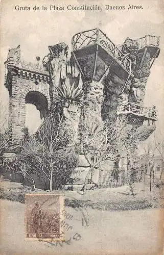 L354 Argentinien 1915 Buenos Aires Gruta Constitution Square Plaza Postkarte