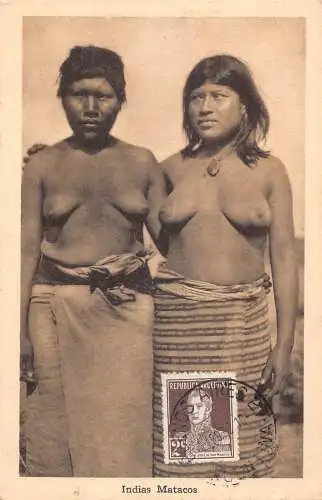 L354 Argentinien 1932 Indianer Matacos Zwei Frauen Akt Vintage Postkarte