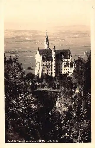 L215 Deutschland 1952 Schloss Neuschwanstein und Marienbrückebrücke Postkarte