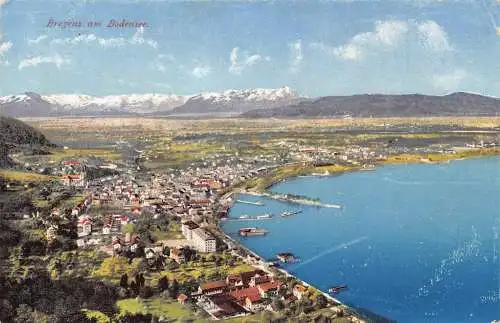 C042 Österreich, Bregenz am Bodensee Panoramablick 1924 Vintage Postkarte