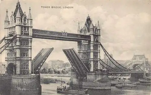 A948 England Tower Bridge Opened Steamboat London Vintage Postkarte