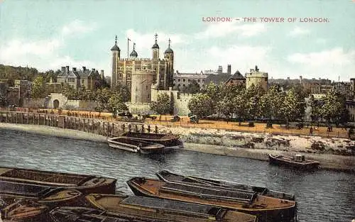 A948 England London The Tower of London Boats Vintage Postkarte