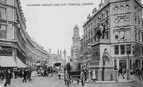 A947 England 1913 London Holborn Viadukt und Stadttempel Vintage Postkarte
