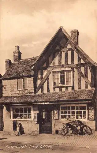 A939 England Painswick Post Office Fahrrad Oldtimer Postkarte