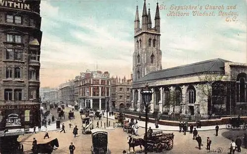 A948 England 1956 St Sepulchre Church Holborn Viaduct London Vintage Postkarte