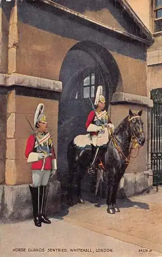 A943 England London Whitehall Horse Guards Sentries Vintage Postkarte