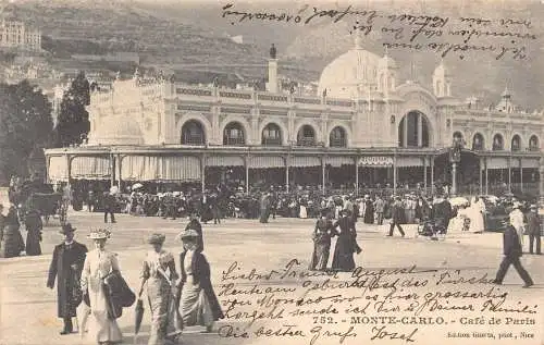 L036 Monaco 1903 Monte Carlo Cafe de Paris Vintage Postkarte