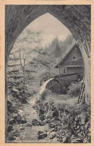 L216 Deutschland 1946 Wassermühle im Schwarzwald Höellental gebührenpflichtige alte Postkarte