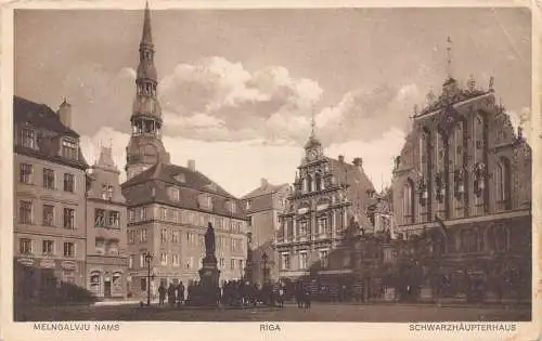 L036 Lettland Riga Haus der Schwarzen Köpfe Vintage Postkarte