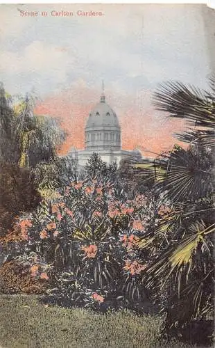 A942 England Szene in Carlton Gardens Vintage Postkarte
