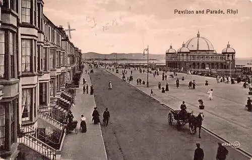 A947 England 1914 Pavillon und Parade Rhyl Vintage Postkarte