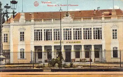 A941 Belgien Verviers Maison de Societe d'Harmonie Vintage Postkarte