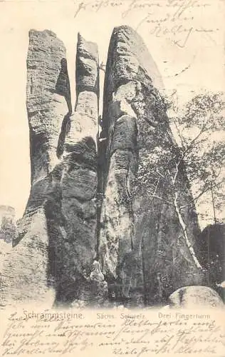 L217 Deutschland Schrammsteine Saechs Schweiz Drei-Fingerturm Vintage Postkarte