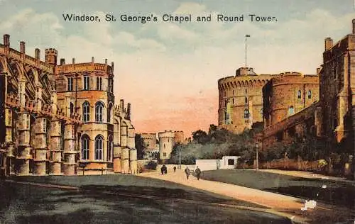 A944 England Windsor St George's Chapel and Round Tower Vintage Postkarte