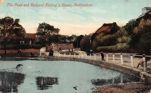 A944 England Rottingdean Pond and Rudyard Kipling House Postkarte