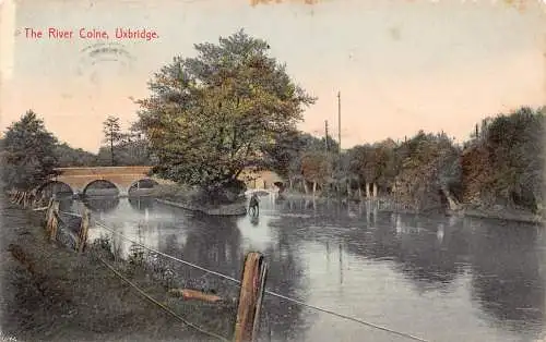 A944 England 1909 River Colne Uxbridge Vintage Postkarte