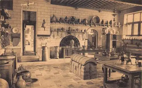 A098 Belgien Brügge Hotel Gruuthuse Küche Interieur Vintage Postkarte