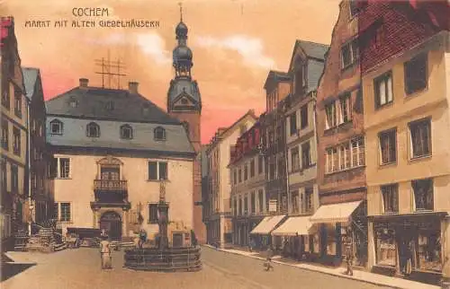 A130 Deutschland Cochem Markt Alte Giebelhaeusern Häuser Vintage Postkarte