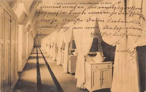 A098 Belgien 1908 Maria Immaculata Cointe un dortoit Saal Spiegeltruhe Postkarte
