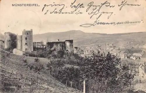 A130 Deutschland 1911 Ruine Münstereifel Vintage Postkarte