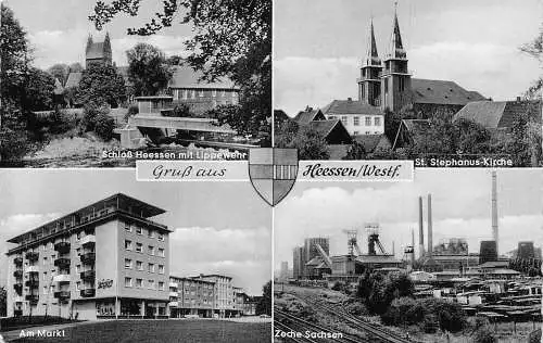 A131 Deutschland 1960 Gruss aus Hessen Westf Schloss Kirche Industrie Vintage Postkarte