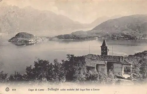 A098 Italien 1912 Lago di Como See Bellagio Lecco Ruinen Vintage Postkarte