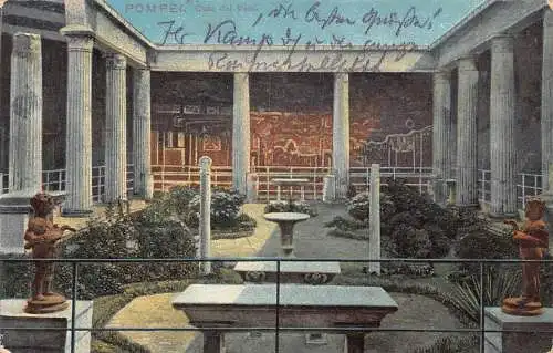 A098 Italien Pompeji Casa dei Vetti Innenhof Statuen ungeteilt Postkarte