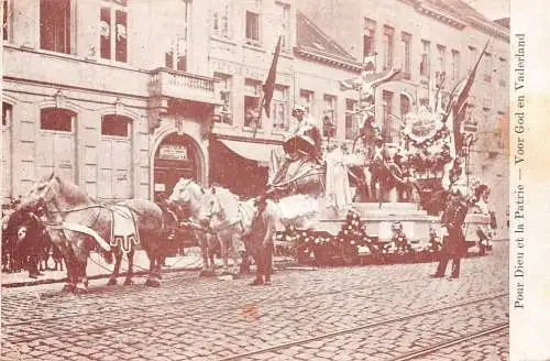 A098 Belgien 1912 Patriot Cart Zeremonie für Gott und Vaterland Kreuz Postkarte