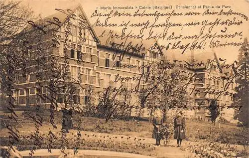 A098 Belgien 1909 Maria Immaculata Cointe Pension und Gartenmädchen Postkarte