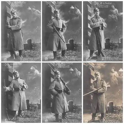 L411 Deutschland WWI deutscher Soldat denkende Freundin Lot 6 alte Postkarten