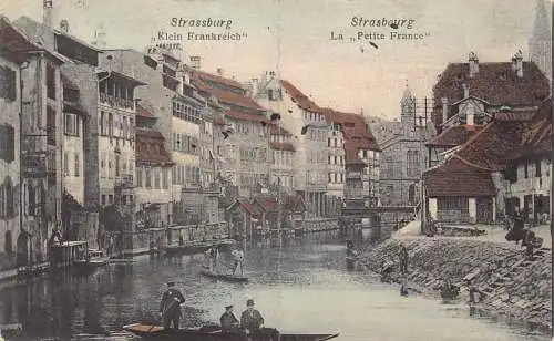 A097 Frankreich 1907 Straßburg Das kleine Frankreich Boote Kanal Vintage Postkarte