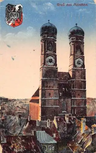 L214 Deutschland 1917 Gruss aus München Wappen Feldpost 1. Weltkrieg Vintage Postkarte