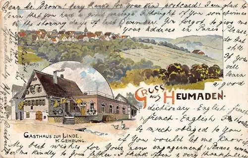 L368 Deutschland 1903 Gruss aus Heumaden Gasthaus zur Linde K Gehrung Postkarte
