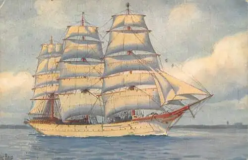 L369 Schiffe Jungenschulschiff Großherzogin Elisabeth 1901 signierte Rave Postkarte