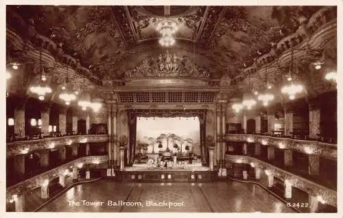 L368 England The Tower Ballroom Interior Blackpool Vintage Postkarte