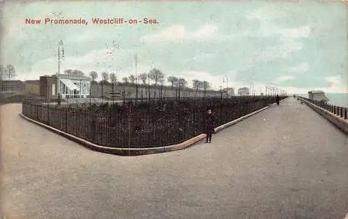 A949 England 1908 Westcliff on Sea New Promenade Vintage Postkarte
