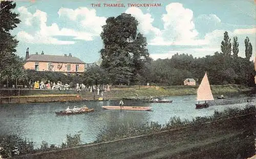 A949 England 1906 The Thames Twickenham Boats Vintage Postkarte