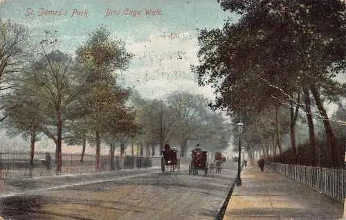 A949 England 1906 Vogelkäfig Spaziergang St James Park Vintage Postkarte