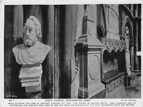 A949 England 1913 Poet's Corner Westminster Abbey Vintage Postkarte