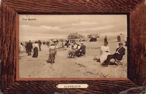 A950 England 1910 Cleveleys Beach Passepartout Vintage Postkarte
