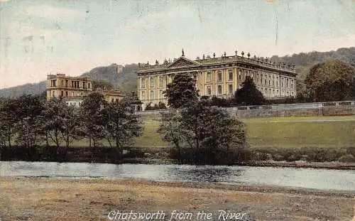 A950 England 1905 Chatsworth from River Vintage Postkarte
