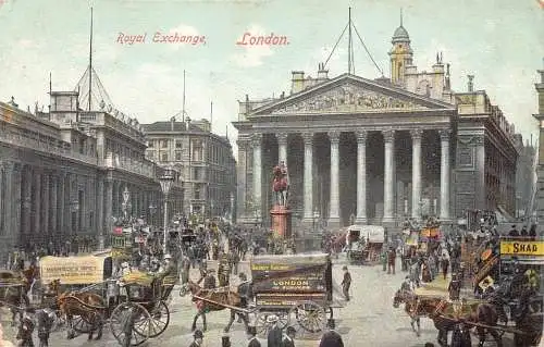 A950 England London Royal Exchange Carriages Vintage Postkarte