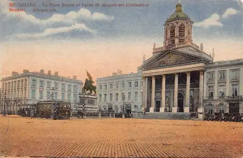 Belgien 1917 Brüssel Place Royale Eglise St Jacques WWI Feldpostkarte
