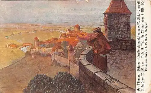 Die Turmwache aus der Schlosskunst von Strichkapelle 1908 Vintage Postkarte