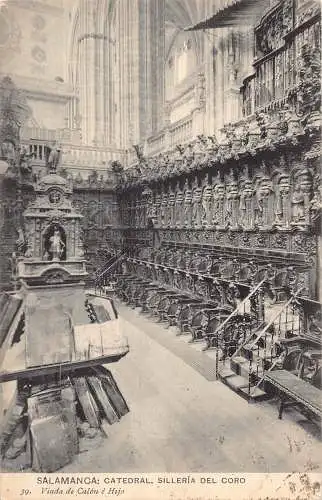 A954 Spanien 1918 Salamanca Kathedrale Silleria del Coro Vintage Postkarte