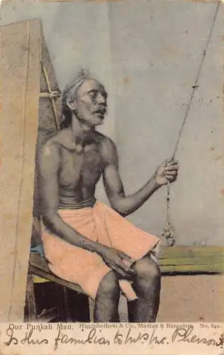 A954 Indien 1908 Our Punkah Man Native Ethnic Vintage Postkarte