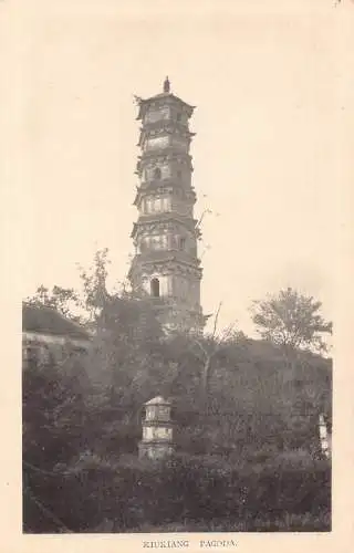 A954 China Kiukiang Pagode Vintage Postkarte